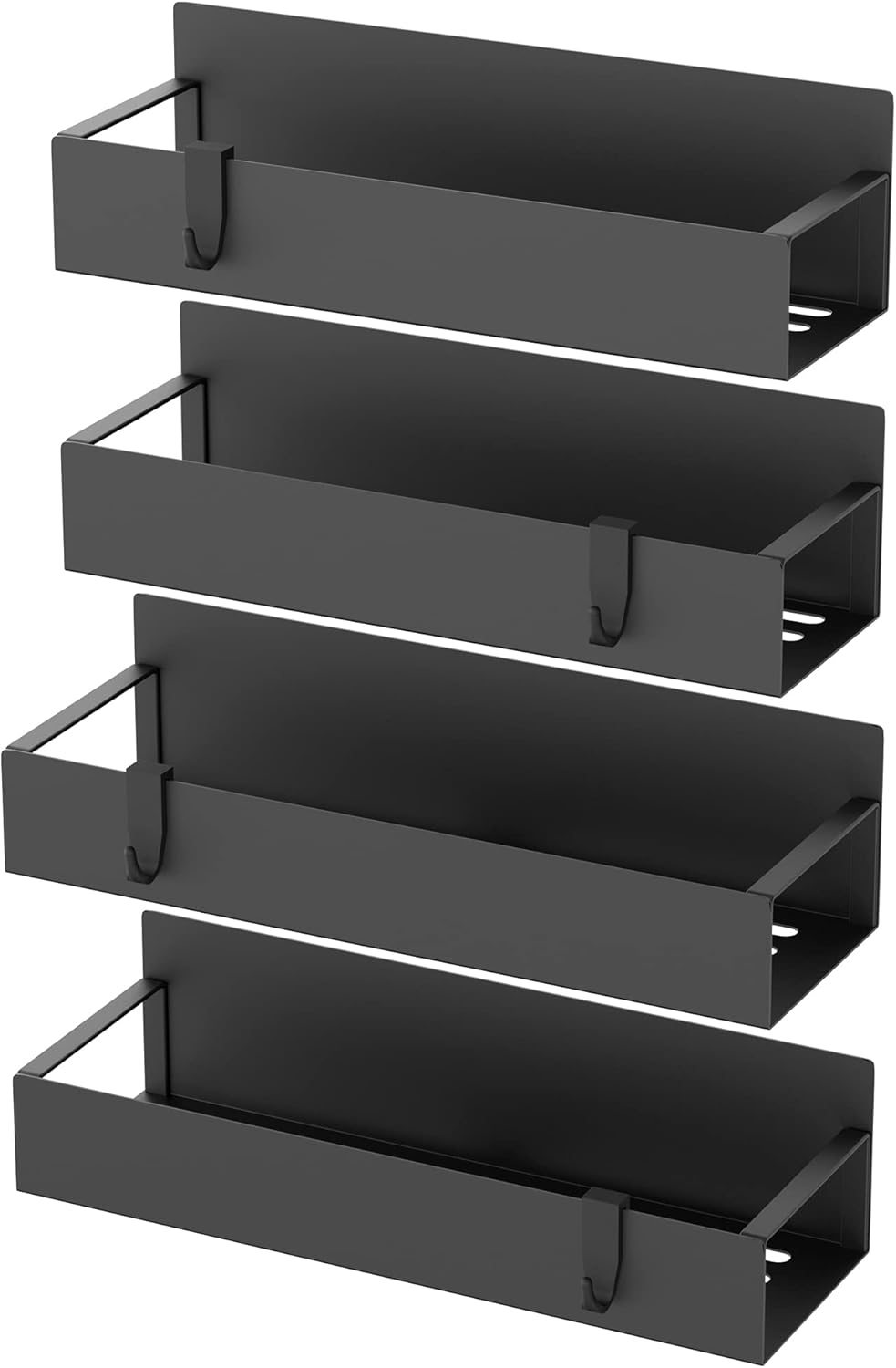 4-Pack Magnetic Spice Rack Organizer for Refrigerator & Oven, Black