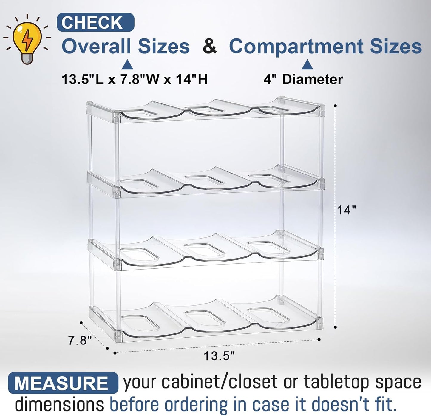 4-Tier Large Stackable Water Bottle Organizer – Holds 12 Tumblers (Stanley & Others)