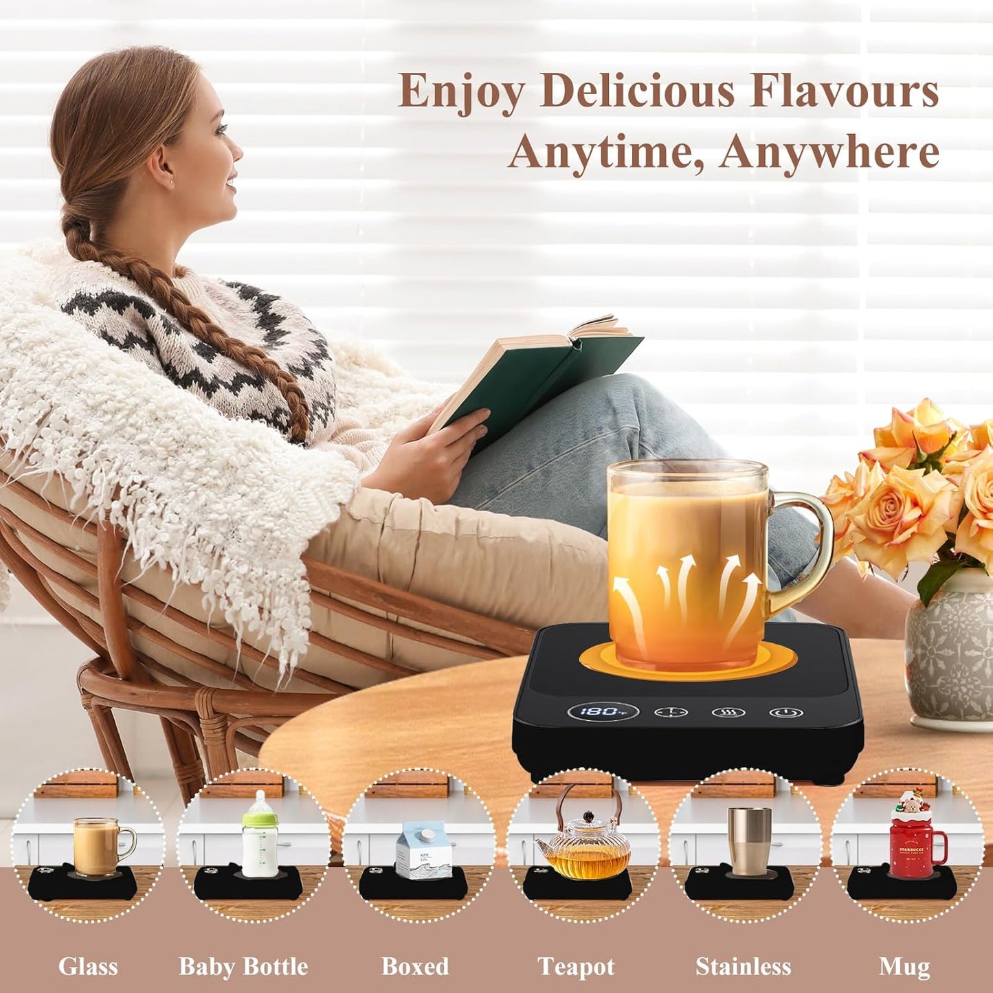 Coffee Mug Warmer – 6 Temps, Auto Off (No Cup)
