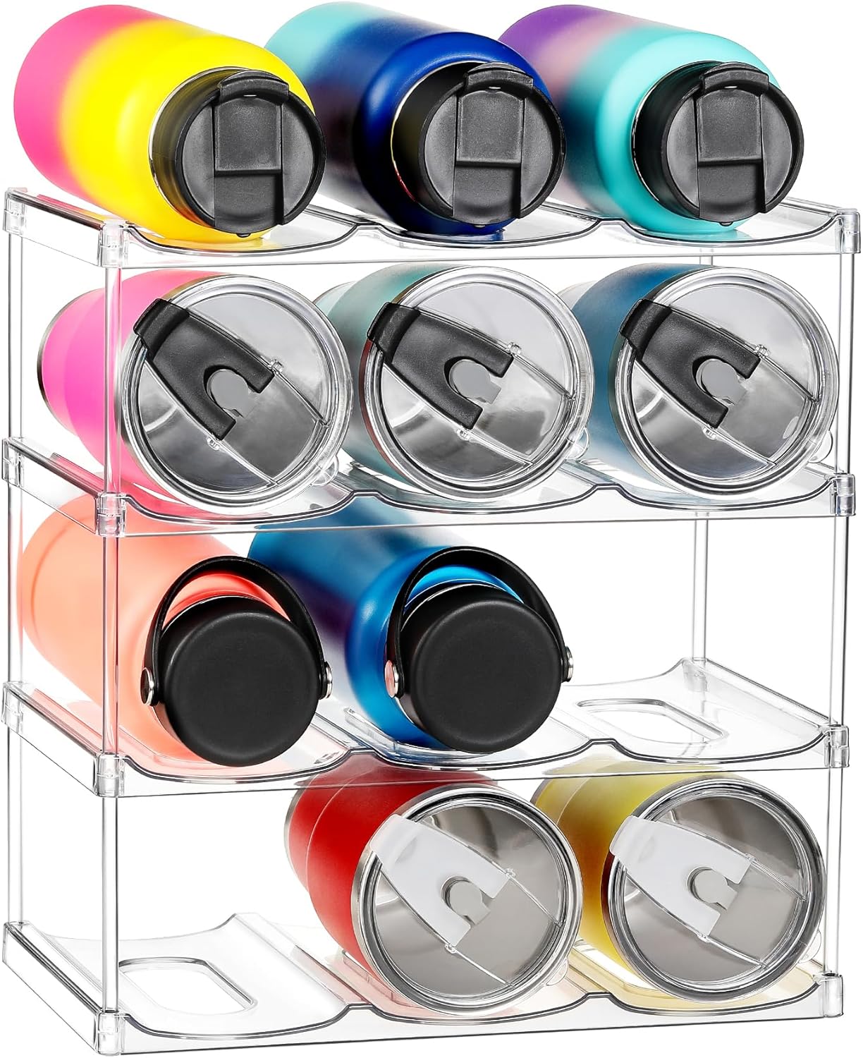 4-Tier Large Stackable Water Bottle Organizer – Holds 12 Tumblers (Stanley & Others)