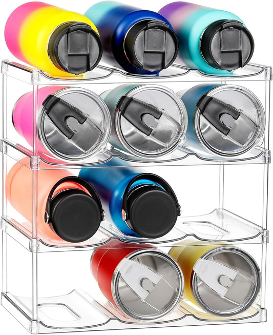 4-Tier Large Stackable Water Bottle Organizer – Holds 12 Tumblers (Stanley & Others)