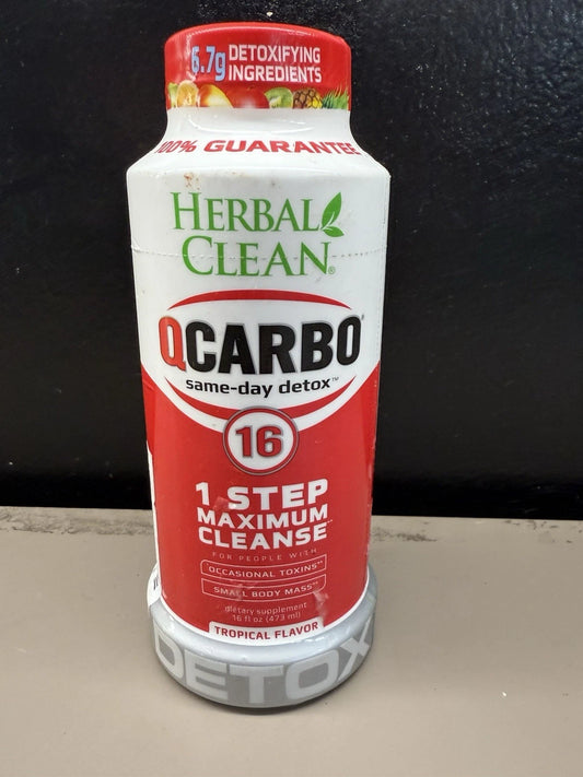 Herbal Clean QCarbo16 Same-Day Premium Detox Drink, Tropical Flavor, 16 Fl Oz